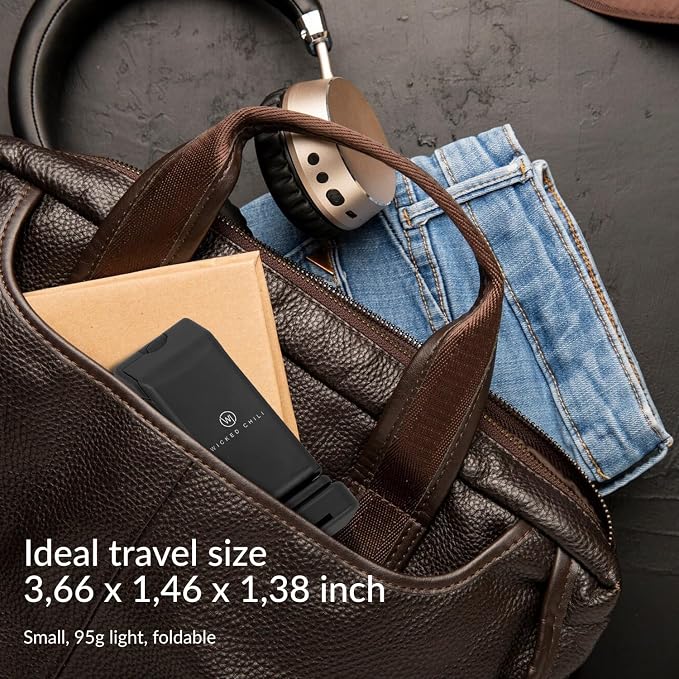 Wicked Chili 1x Airplane in Flight Phone Holder | Travel Essential Gadget for Plane | Universal Foldable Pocket Size Smartphone Mount | 360° Rotation | Train Work Monitor Kitchen & Video (Patented)