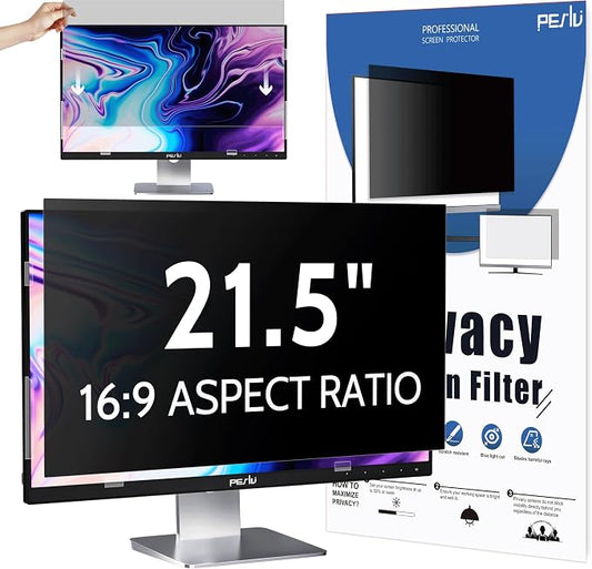 Peslv Computer Privacy Screen 21.5 Inch for 16:9 Widescreen Monitor, Removable 21.5inch Anti Blue Light Anti Glare Monitor Privacy Filter Shield (18 3/4" x 10 9/16")