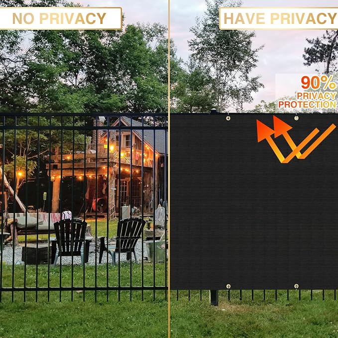 Privacy Fence Screen 6' x 196' Fencing Cover Heavy Duty Mesh Windscreen Cloth for Outdoor Garden Patio Backyard Chain Link Fence Black