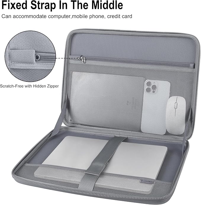 DOMISO 15.6-16 Inch Laptop Hard Case, Waterproof Shockproof Hard Shell Protective covers for laptop computers for Macbook Pro/Lenovo IdeaPad/HP ENVY/Dell XPS, Silver