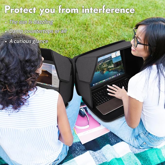Laptop Sun Shade, Laptop Sun Glare Shield Privacy Screen Hood Computer Sunshade Bag for Working Outside Outdoor Foldable Computer Shield Cover Outside 15-16''(Patent Pending)