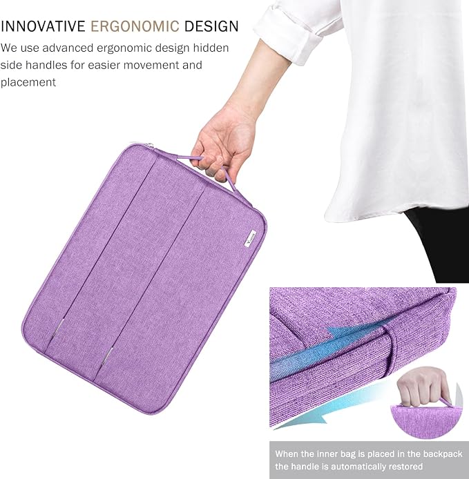 Voova 15.6 16 Inch Laptop Sleeve Case Compatible with MacBook Pro 16 M1/M2/M3/M4 Max 2019-2025, 15.6-16” Hp Lenovo Acer Asus, Waterproof Slim Computer Bag Cover with Handle, Lavender