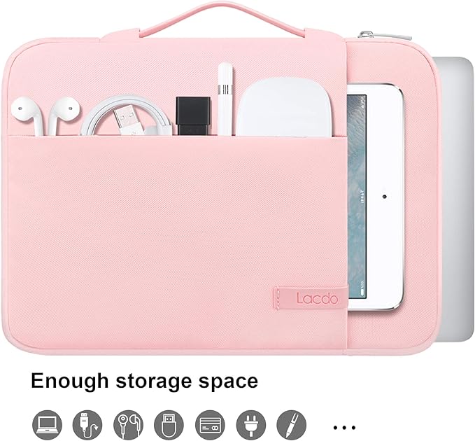 Lacdo 360° Protective 16 Inch Laptop Sleeve Case for 16 Inch HP Lenovo ASUS Acer Dell Laptop/HP Pavilion Envy/Lenovo ThinkPad IdeaPad/Acer Swift/ASUS Vivobook/Dell Computer Bag, Pink