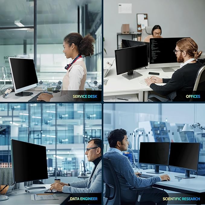 Peslv [2 Pack] 31.5 Inch Privacy Screen for Computer Monitor 16:9 Aspect Ratio, Eye Protection Anti Blue Light Glare Shield, 31.5inch Removable Black Blackout Anti Spy Desktop Security Private Filter
