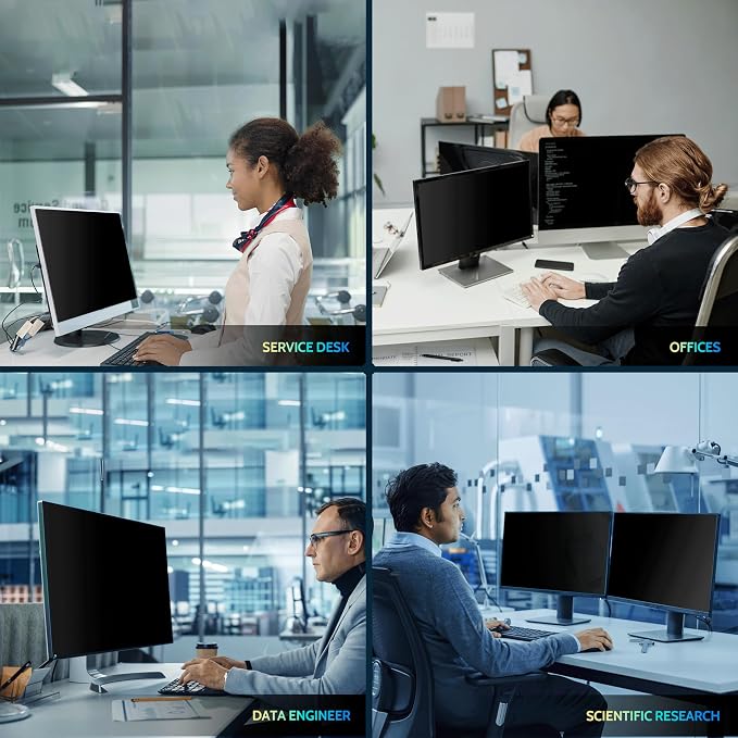 Peslv [2 Pack] 18.5 Inch Privacy Screen for Computer Monitor 16:9 Aspect Ratio, Eye Protection Anti Blue Light Glare Shield, 18.5inch Removable Black Blackout Anti Spy Desktop Security Private Filter