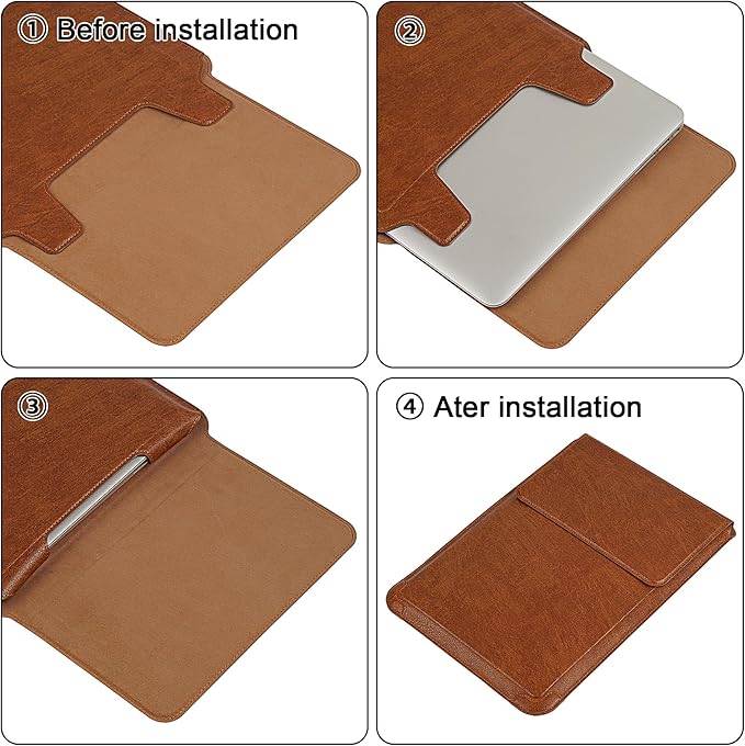 HoYiXi 14 Inch Laptop Sleeve Case with Stand Feature for Mac Book Pro 14 2021/ASUS Vivobook 14/HP Pavilion X360/IdeaPad 14/Dell HP ASUS Acer Huawei Matebook 14'',Compatible 13.3-14'' PC,Brown