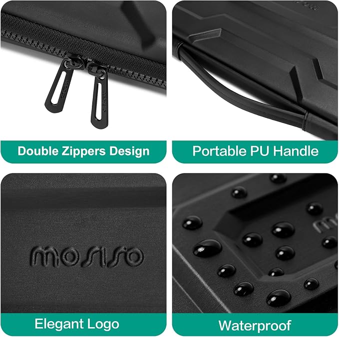 MOSISO 15-16 inch Laptop Hard Case, 15.6 inch Waterproof Shockproof Computer Bag Compatible with MacBook HP Dell, Mechanical Geometric EVA Carrying Sleeve Laptop Case Hard Shell with Handle, Black