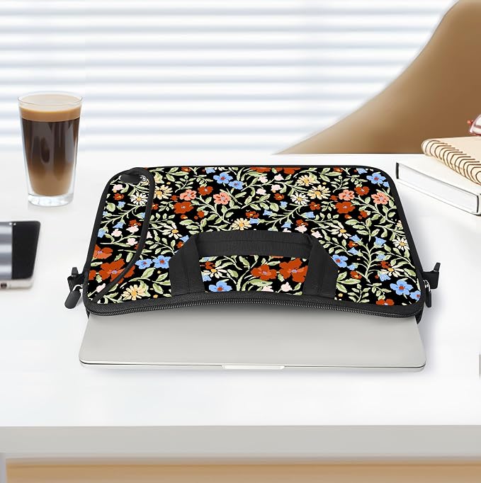 RICHEN 17 inch Laptop Shoulder Bag Carrying Case with Handle Fits 15.6/16/17/17.3/17.4 inch Laptop Notebook (Flowers2, 16-17.3 inch)