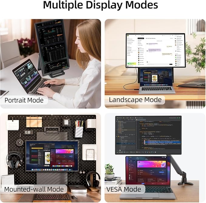 23.8" Large Portable Monitor - 1080P FHD 100Hz IPS HDR Second Screen, HDMI/USB-C Gaming Monitor with Magnetic Stand(Height-Adjustable & Rotatable), Speakers, VESA Mount Display for Laptop/MacBook/PC