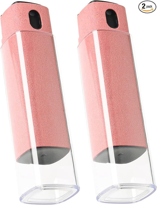 CUIUD Touchscreen Screen Cleaner Kit 2 Pcs, Phone, Tablet and Car Screen Cleaner, Two in One Spray and Microfiber Cloth(2 Pack Pink)