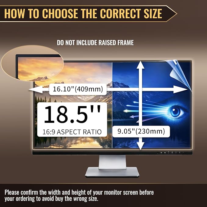 [2 Pack] 18.5 Inch Privacy Screen Protector - 95% Blue Light Blocking, Anti-Glare Monitor Filter for 16:9 Widescreen - Anti-Scratch Privacy Shield