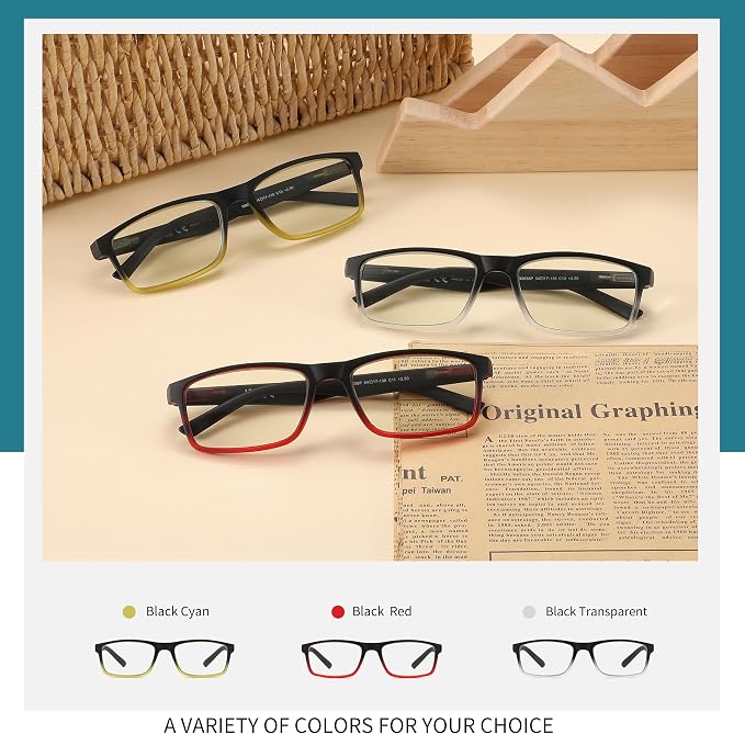 Blue Light Blocking Reading Glasses 4 Pack Computer Readers for Women Men,Anti Glare UV Ray Filter Eyeglasses… (C10-12, 1.25)