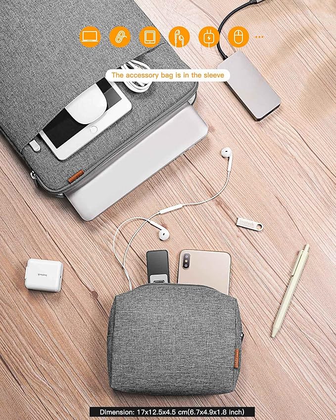 Inateck 360° Protective Laptop Bag with Accessory Bag, Compatible with 14-inch MacBook Pro/Max M5 M4 M3 M2 M1 2021-2025, Gray