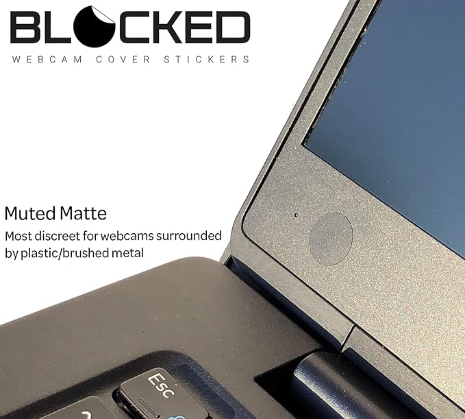 Blocked Original Vinyl Webcam Cover Stickers | Restickable & Stackable Privacy Covers | for All Camera-endable Devices | 5-Sizes | 95 Black (Muted Matte)