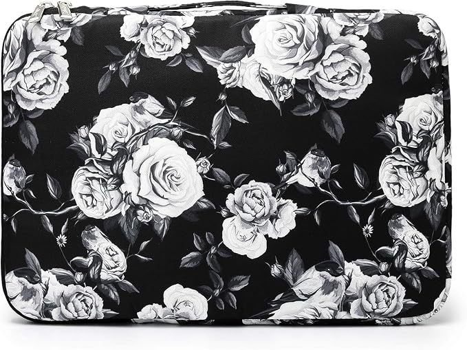 Kinmac 360° Protective Laptop Sleeve Case Bag Cover with Handle for MacBook Pro 16 inch,16 inch HP,Lenovo,Dell,ASUS,Acer Ultrabook and Business Laptop (White Rose)