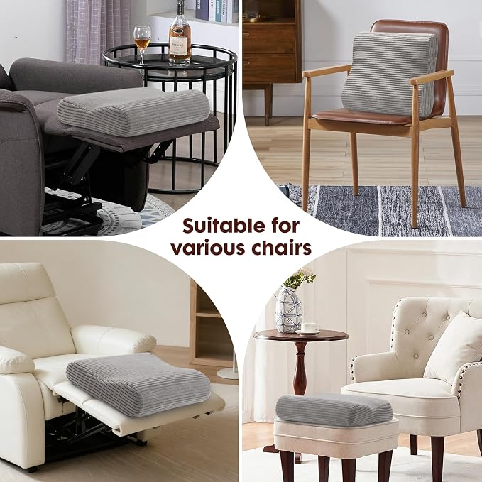 B Shape Corduroy Recliner Foot Pillow, Foam Extra Large Foot Rest Cushion with Adjustable Straps, Suitable for Bed Chair Sofa Headrest Back Lumbar Leg Support Pillow (Dark Grey)