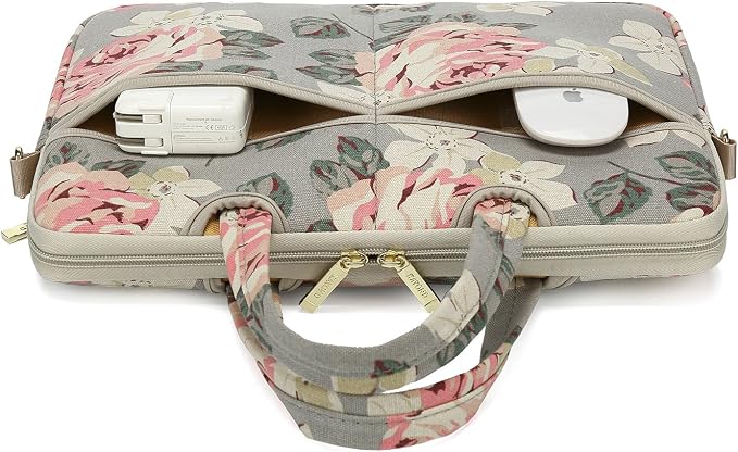 kayond White Rose Patten water resistant Laptop Shoulder Messenger Bag Case Sleeve for 14 Inch 14.1 Inch Laptop,Laptop Briefcase