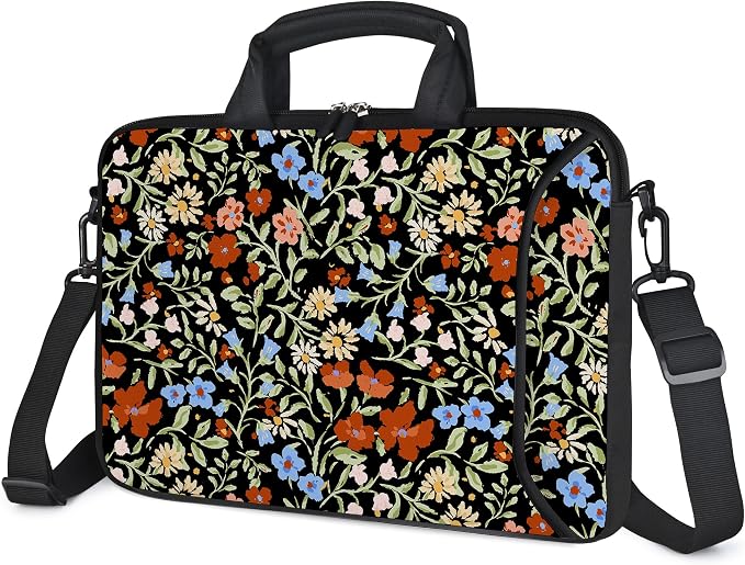 RICHEN 17 inch Laptop Shoulder Bag Carrying Case with Handle Fits 15.6/16/17/17.3/17.4 inch Laptop Notebook (Flowers2, 16-17.3 inch)