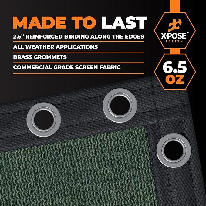 Xpose Safety Privacy Fence Screen 5’ x 50’ (72 Pack) – Bulk Full Pallet – Heavy Duty Green Mesh with 90% Visibility Block, UV Protection – for Garden, Yard, Nursery, Kennel, Dog Run, Greenhouse