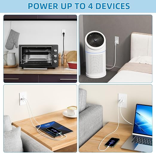 in Wall Cable Management Kit,Recessed Outlet Box for Wall Mount TV,Recessed Power Box with AC/USB-C/USB-A Ports & 9.8ft Extender for Unreachable Outlets,Hide TV Cords & Cables