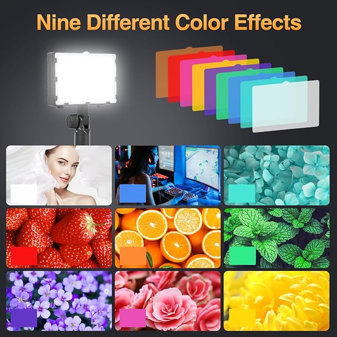 EMART 60 LED Continuous Portable Photography Lighting Kit for Table Top Photo Camera Video Recording Studio Light Lamp with Adjustable Tripod Stand & Color Filters - 2 Packs