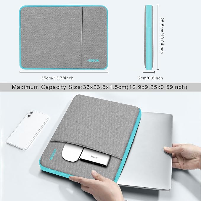 Hseok Laptop Case 13.3-14 Inch Sleeve, Water-Resistant Computer Bag Compatible with MacBook Neo/Pro 14" M5/M4/M3/M2/M1 and All 13.3" Mac Air/Pro, XPS 14 and Most Popular 13.3"-14" Notebook，L02G02