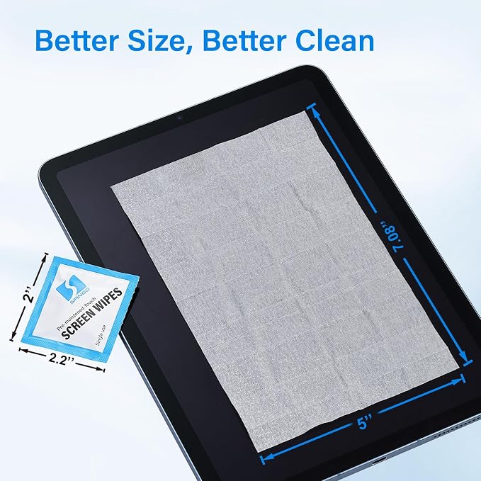 Screen Wipes, Screen Cleaner Wipes for Electronics, Pre-moistened Cleaning Wipes for Phone, Laptop, Computer, Monitor, Touch Screens, Eyeglasses,Streak-Free Formula (200 Count)