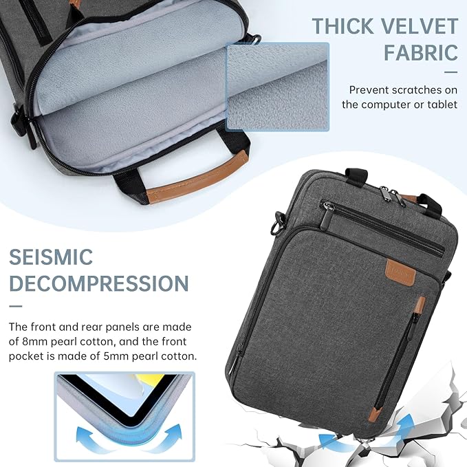 12.9 Inch Tablet Sleeve Bag, Padded Carrying Case for 13" iPad Air M4 M3 M2 2026-2024, iPad Pro M5 M4 M2 M1, Samsung Galaxy Tab S9 FE+/S9+/S8+/S7 FE/S7+ 12.4" 2022/2023, Surface Laptop Go 12.4"