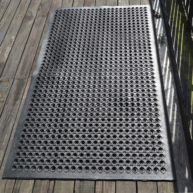 Uniboho Outdoor Rubber Floor Mats Anti Slip Restaurant Commercial Kitchen Rubber Drainage Mat 60 x 35 Heavy Duty Mat for Garage Garden Indoor Outside Industral Pool Entrance Bar Wet Area
