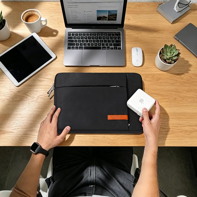 Lacdo Laptop Sleeve Case for 16 inch MacBook Pro M5 Pro/Max A3428 A3429 (2026), M4/M3/M2/M1 A3403 A3186 A2991 A2780 A2485 A2141 | 15 inch Microsoft Surface Laptop 7th Copilot+PC Computer Bag, Black