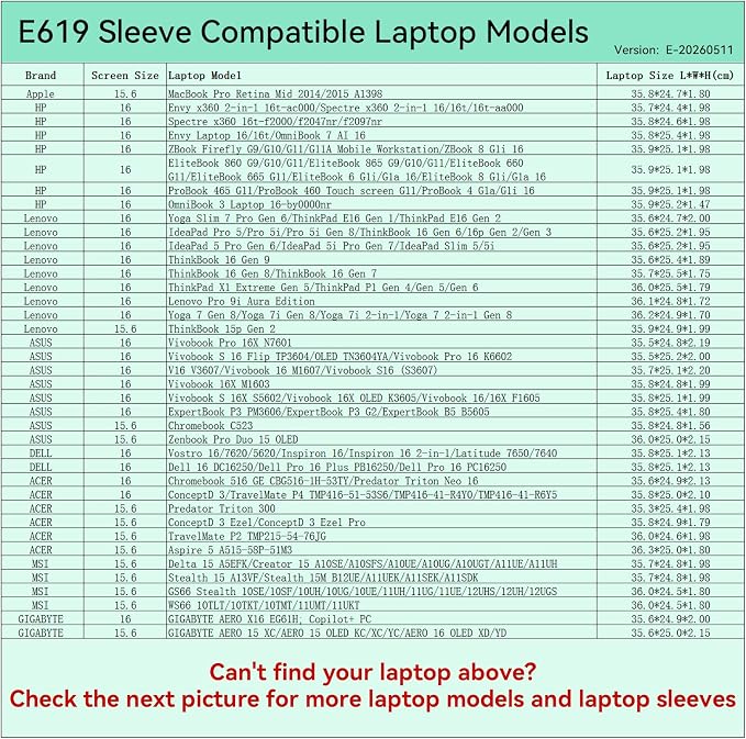 Smatree Elite Laptop Sleeve for 16 inch Apple MacBook Pro, HP Envy/EliteBook/ProBook, Lenovo IdeaPad/ThinkBook, ASUS Vivobook/ExpertBook, DELL Inspiron/Latitude, Protective Case with Pocket(E619)