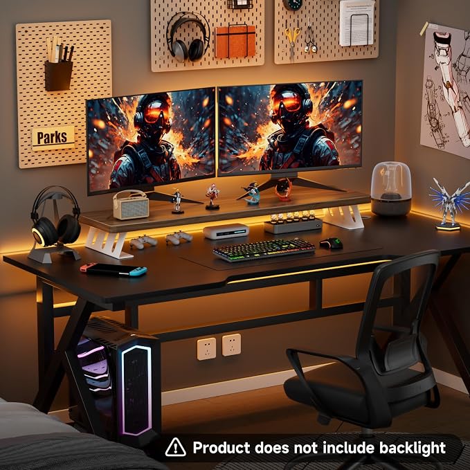 Monitor Stand Riser, 39 Inch Large Wood Monitor Stands for 2 Monitors