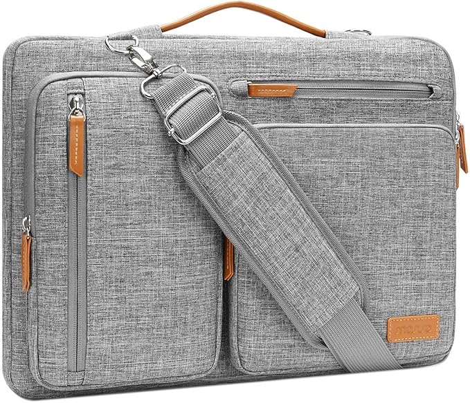 MOSISO 360 Protective Laptop Shoulder Bag,13 inch Computer Bags Compatible with MacBook Neo 13 inch 2026/Air M5 M4 M3 M2 M1/Pro 13 2026-2016,Side Open Messenger Bag with 4 Zipper Pockets, Gray