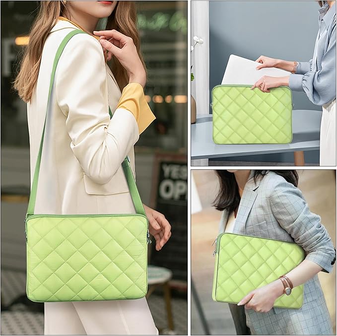 Puffy Quilted Laptop Sleeve with a Removable Shoulder Strap Compatible with MacBook Air 13 inch M2 A2681 M1 A2337 A2179 A1932 2023-2018/Pro 13 M2 M1 A2338 A2251 A2289 A2159 A1989 A1706 A1708