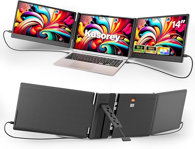 kasorey New Upgraded Laptop Screen Extender Portable Monitor, 1080P FHD IPS Screen, Monitor Extender for Laptop, Fit for 13-17" Laptops, Plug & Play Compatiable with Windows/Mac/Android/Switch