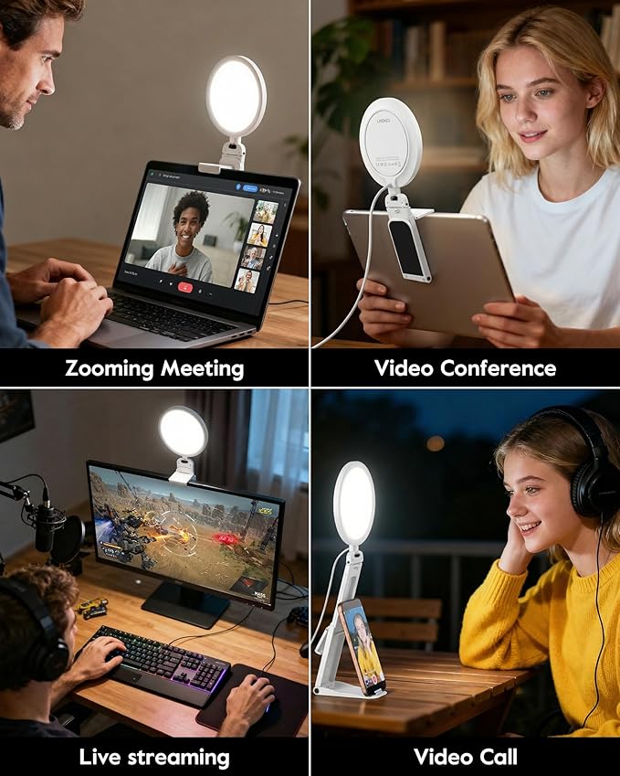 Ring Light for Laptop, 5" Eye-Caring Lighting with 50 Modes, CRI>97.8, 3000K-6500K Zoom Lighting for Conference, Meetings, Video Call, Recording, Streaming