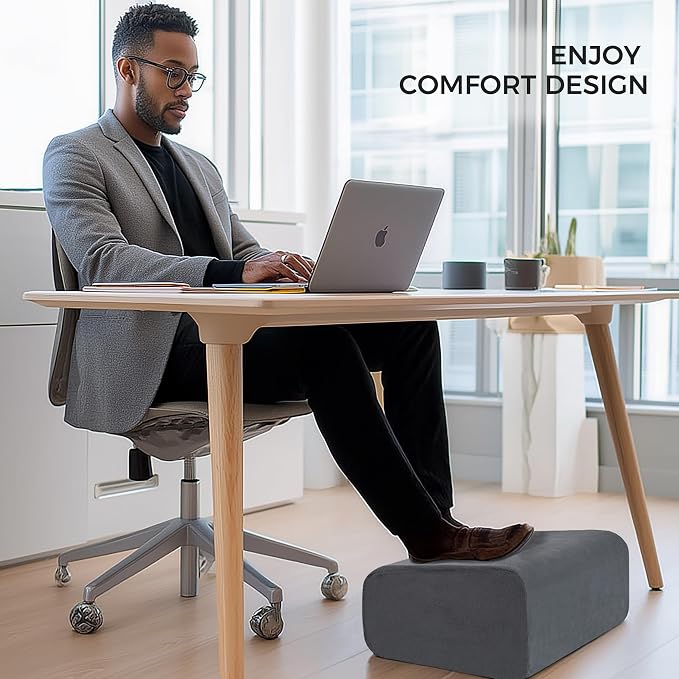 Ganondorf Foot Rest for Under Desk at Work Adjustable Foot Rest Under Desk Ergonomic Foot Stools for Under Office Desk Leg Pillow for Underdesk Footrest with Washable Cover, Grey
