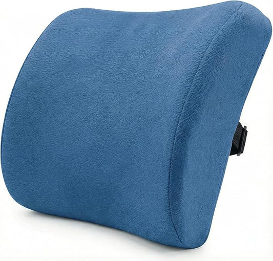 Poshetion Lumbar Support Pillow for Office Chair & Car – Memory Foam Back Cushion with Adjustable Straps & Breathable Mesh Cover（Blue）