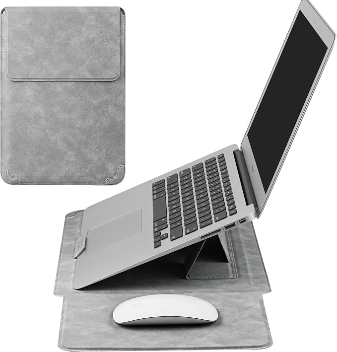 HoYiXi 14 Inch Laptop Sleeve Case with Stand Feature for Mac Book Pro 14 2021/ASUS Vivobook 14/HP Pavilion X360/IdeaPad 14/Dell HP ASUS Acer Huawei Matebook 14'',Compatible 13.3-14'' PC,Light Gray