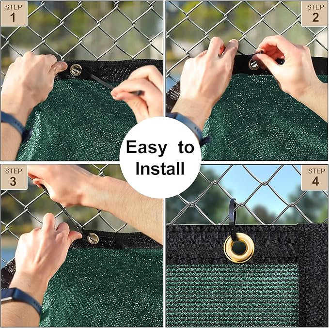 UPGRADE Privacy Fence Screen 4'x44' Dark Green Outdoor 90% Visibility Blockage 170 GSM Mesh Shade Cover Panels for Backyard,Balcony,Home Decoration with Zip Ties,Customized Avaliable