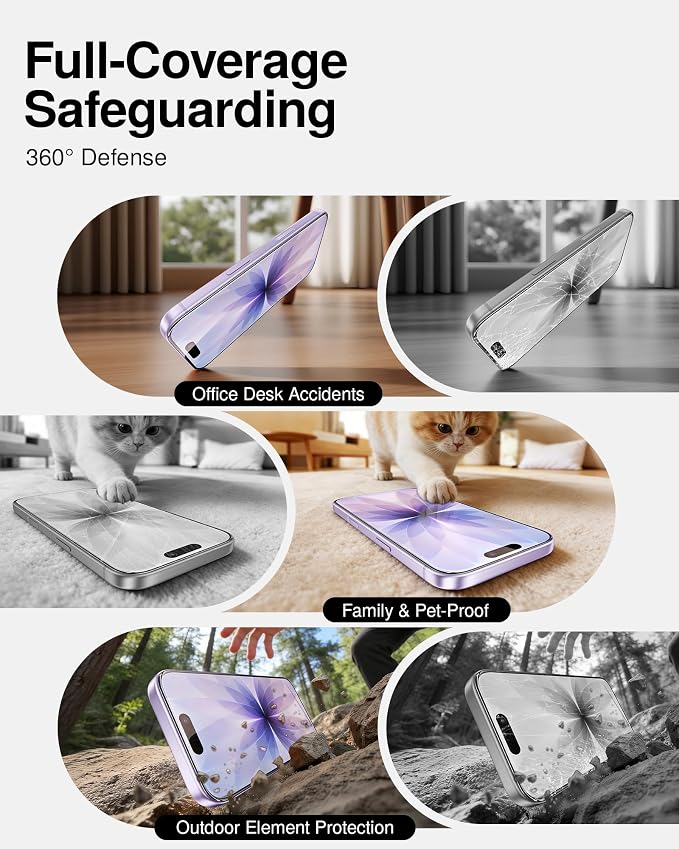 SMARTDEVIL 2 Pack Tempered Glass for iPhone 17 Screen Protector, Military-Grade Shatterproof Protection, 9H Hardness, Fast & Easy Installation, Case Friendly Design
