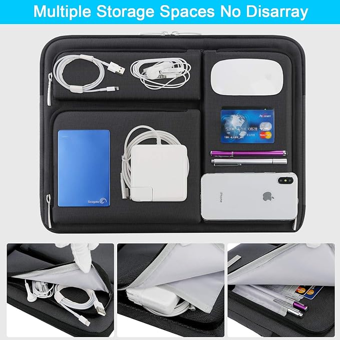 Lacdo 360° Protective Laptop Sleeve Case for 15 inch MacBook Air M5/A3448 (2026), M4 A3241 2025, M3 A3114, M2 A2941 2024-2023, 15" MacBook Pro A1990 A1707, Computer Bag with Accessory Pocket, Black