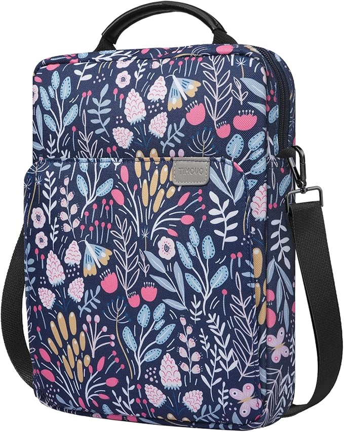 TiMOVO 9-11 Inch Tablet Sleeve Bag with Shoulder Strap for iPad 11-inch A16 2025, iPad 10th Gen. 10.9"/10.2", Galaxy Tab A9+/A11Plus 11", Colorful Flower