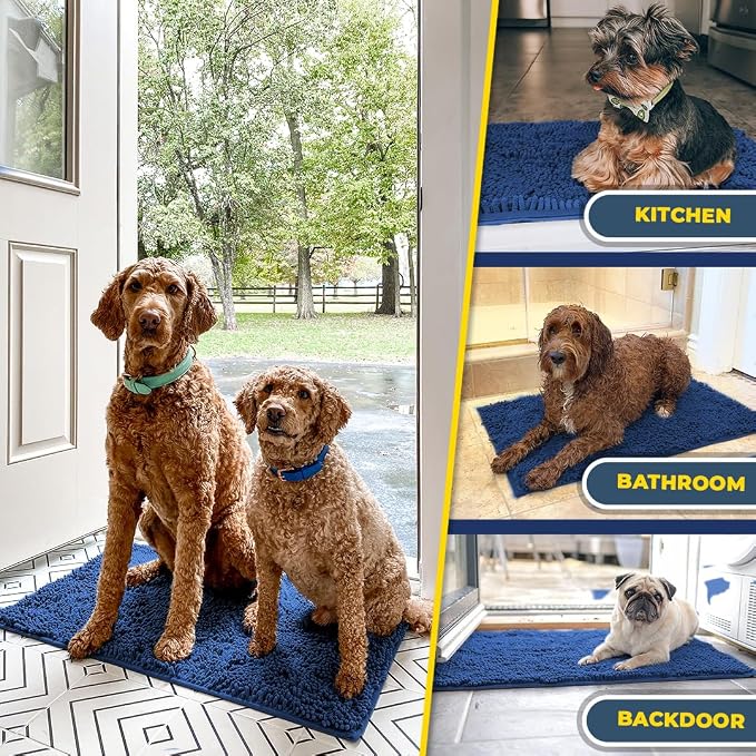 Muddy Mat® | Super Absorbent Door Mat Indoor, Microfiber Quick Dry Chenille Entryway Rug, Non-Slip Front Door Mat, Indoor Mats for Entryway, Machine Washable Pet Rug, Navy Blue 28"x18"