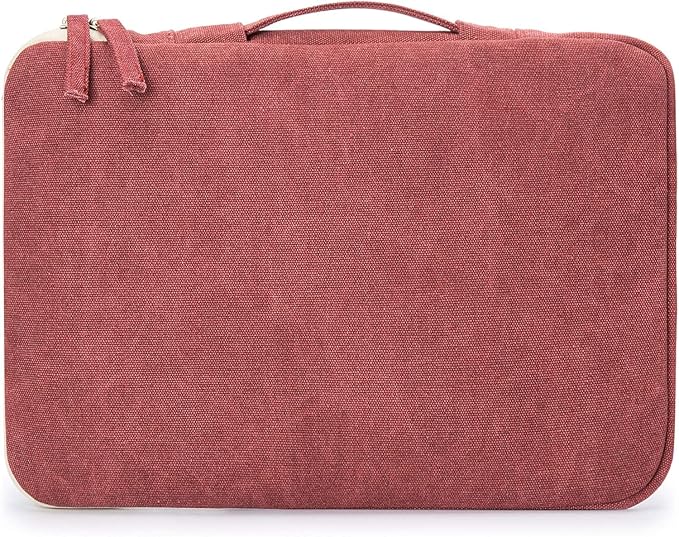 Kinmac 360° Protective Laptop Sleeve Case Bag Cover with Handle for MacBook Air 15 inch, and 15 inch-15.6 inch HP,Lenovo,Dell,ASUS,Acer Notebook Computer (Wine Red Canvas)