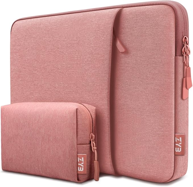 ZYB Waterproof Laptop Case 13 Inch,13 Inch Laptop Sleeve for MacBook Neo Air 13 13.6 M5 M4 M3-M1 2026-2017,MacBook Pro 14/13 M5 M4 M3-M1 2026-2012,HP Lenovo etc 13.3" with Pocket&Accessory Bag-Pink