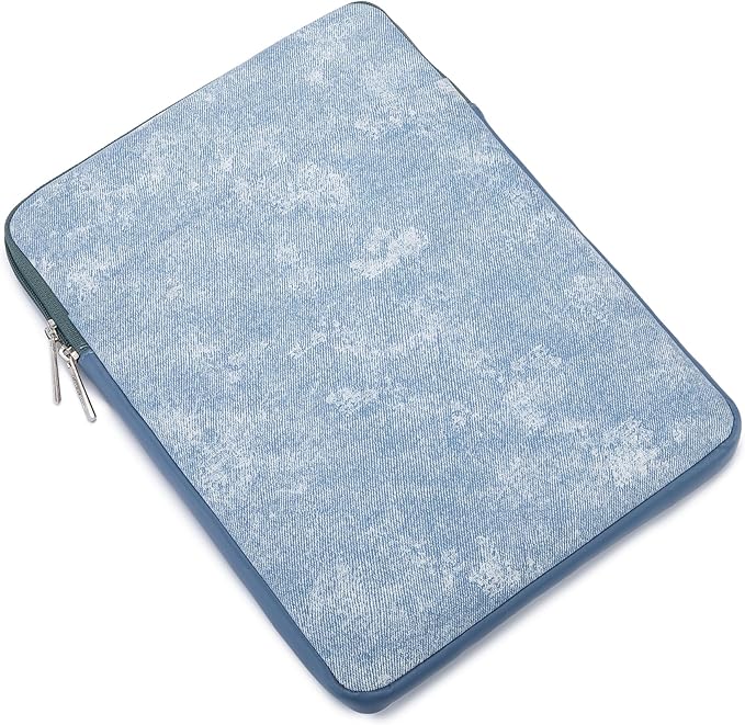 Kinmac 360° Protective Vertical Laptop Sleeve Case Cover Bag (Blue Denim PU, 15.6 inch-16 inch)