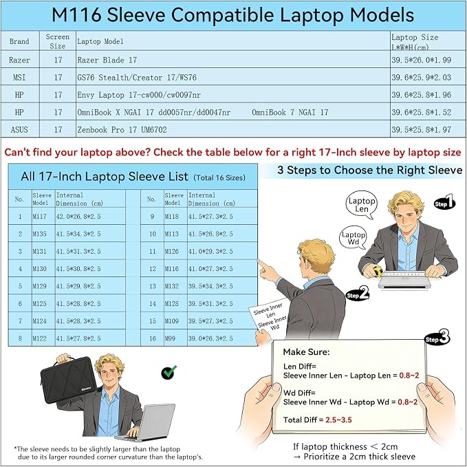 Smatree M116 Hard Protective 17 inch Laptop Sleeve Case Compatible for HP OmniBook X NGAI 17/OmniBook 7 NGAI 17, ASUS Zenbook Pro 17, for MSI GS76 Stealth/Creator 17/WS76, for Razer Blade 17(X8316)