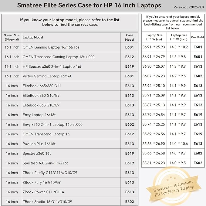 Smatree 16.1 inch Laptop Sleeve for HP OMEN Gaming Laptop 16/16t/16z, 16 inch Case with Accessory Pocket, YKK Zipper, Patented Super Corner Design (E601)