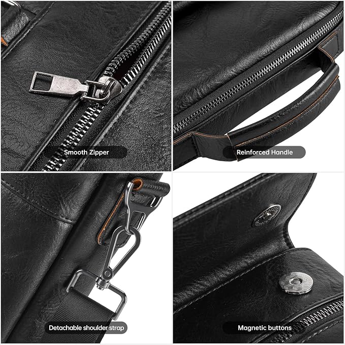 11 inch iPad Sleeve Carrying Leather Bag for 2026 iPad Pro 11 M5 M4 & iPad Air 11 M4 M3 M2, iPad A16 with Magic Keyboard, Protective Padded Travel Shoulder Crossbody Case with Handle, Black